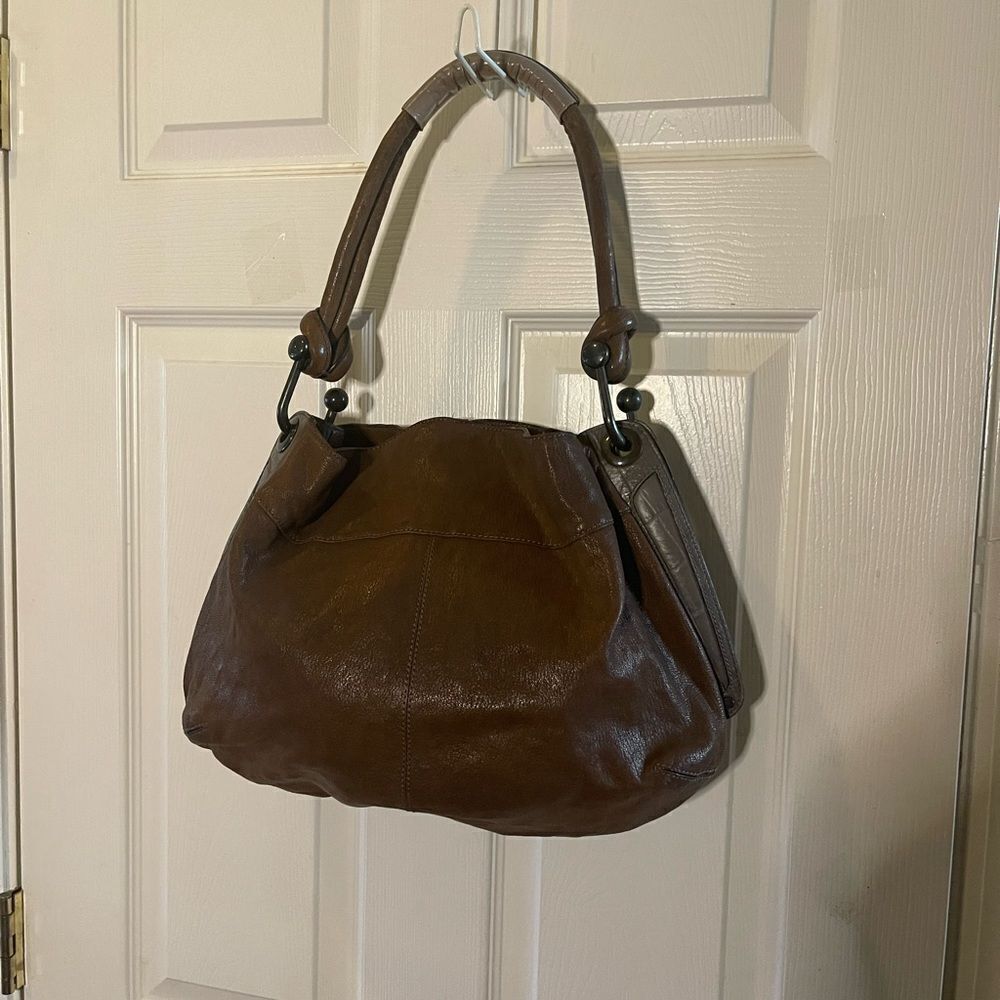 BCBGMAXAZRIA Brown & gray Hobo Shoulder bag.silver tone hardwares . - Picture 5 of 15